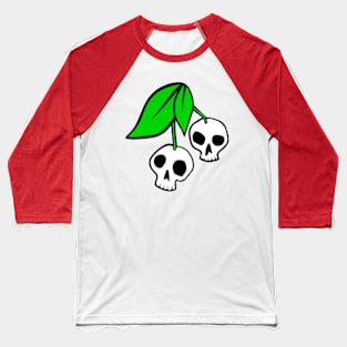 Cherry Skulls - White Baseball T-Shirt